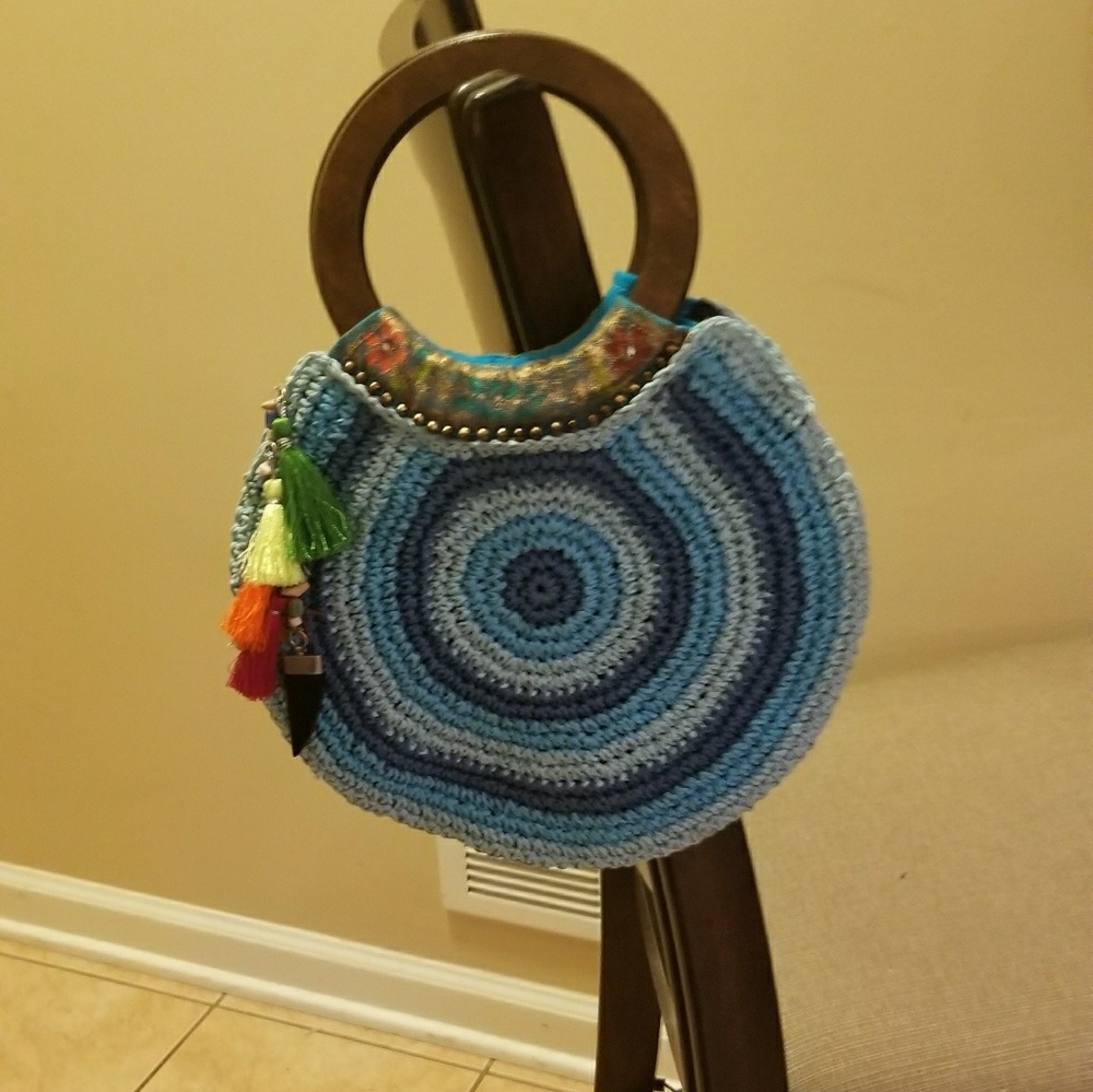 Blue straw bag